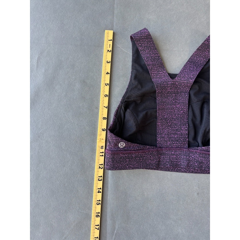 Lululemon Women's Purple/Black Racer Back High‎ Neck Yoga Sports Bra Size 2 - Picture 3 of 5